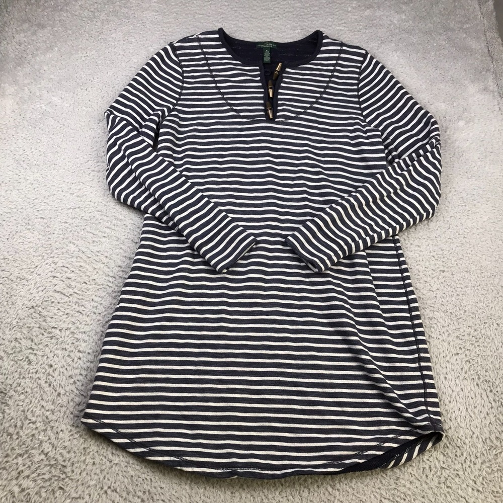 LRL Ralph‎ Lauren Jeans Co Shirt Dress Womens XL Striped Cotton LS Toggle Front